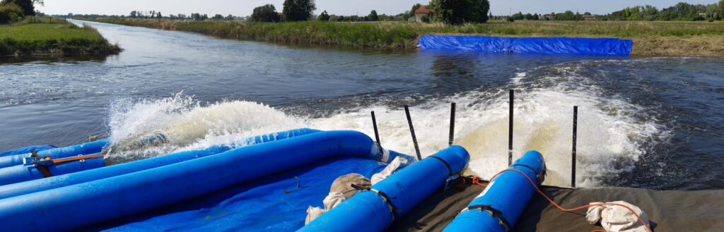 With four Hytrans HydroSub units and  FloodModules a combined capacity of 200.000 liters per minute was reached