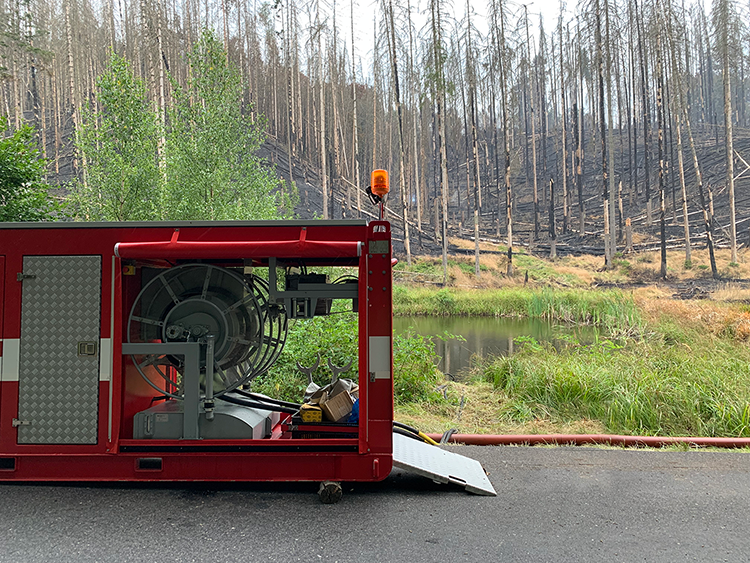 Hytrans HydroSub 150 units deployed in heavy wildfires in the Czech Republic of the summer of 2022