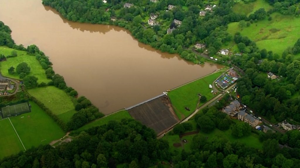 Toddbrook Reservoir holding over 300 million liters of water.